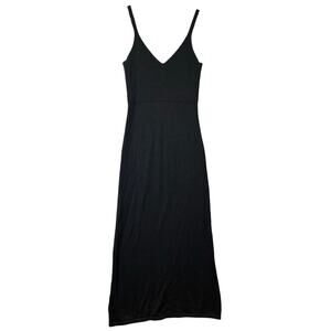 Sisley Italy Black Midi Maxi Sweater Dress XS Wool Sleeveless V Neck Stretch
